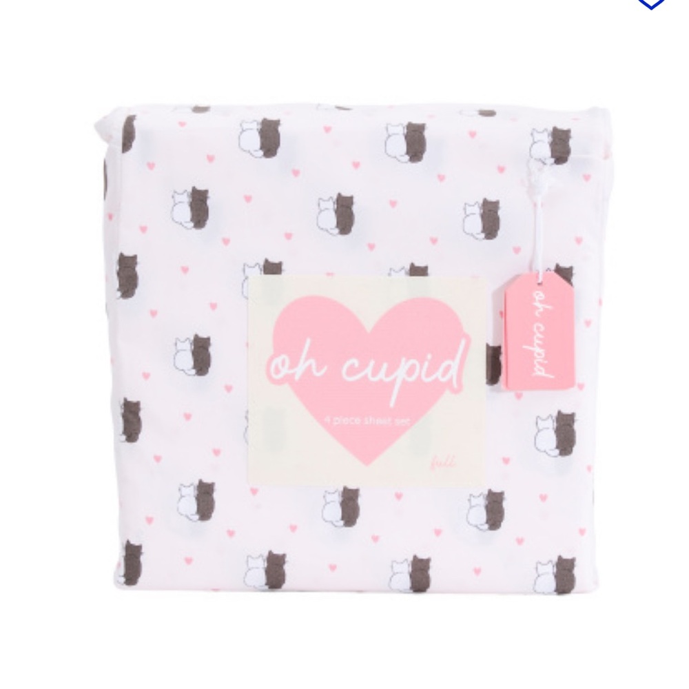 Oh Cupid CAT Couple Valentines Sheet Set - FULL